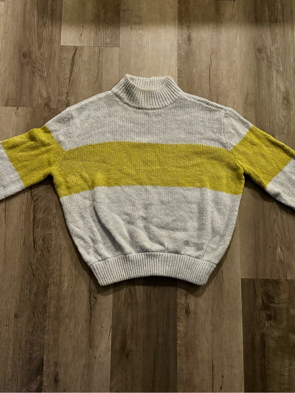 Aerie Cropped Mock Neck Sweater with Yellow Stripe